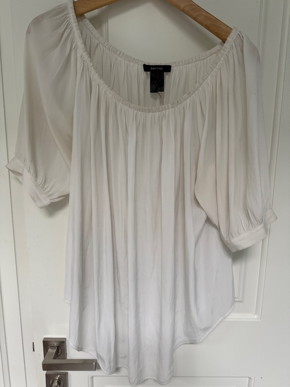 Smythe Cream Off-Shoulder Peasant Top